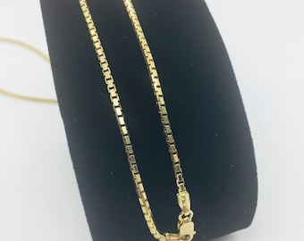 14k Yellow Gold Box Chain, 14 16 18 20 22 24 26 28 30 “ Lengths
