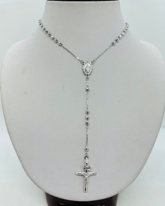 14k white gold rosary necklace for mens deals