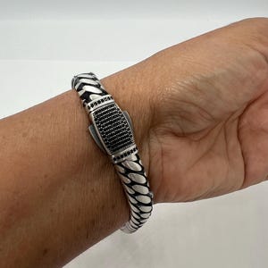 9mm 925 Sterling Silver Men&#39;s Women&#39;s link oxidized bracelet 8&quot; 9&quot; handmade Bold Bracelet black stones snap lock