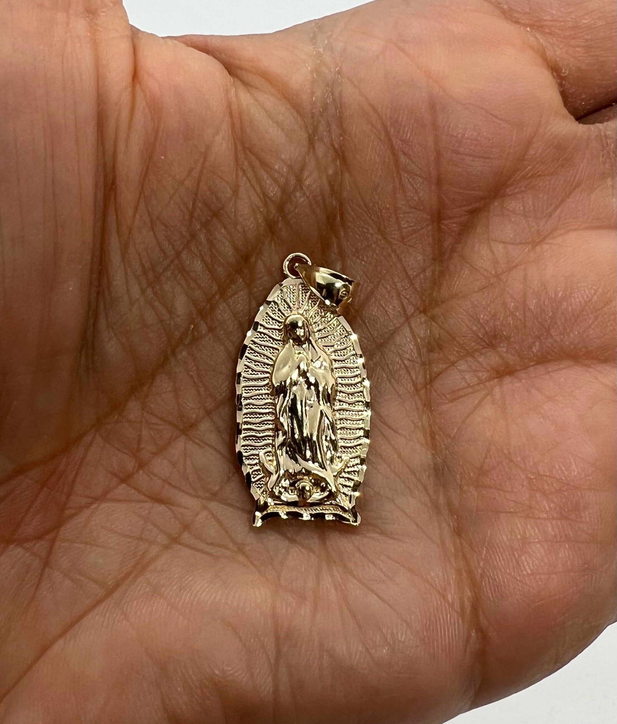 14k Solid Gold Our Lady of Guadalupe Pendant Men's Women's Medallion ...