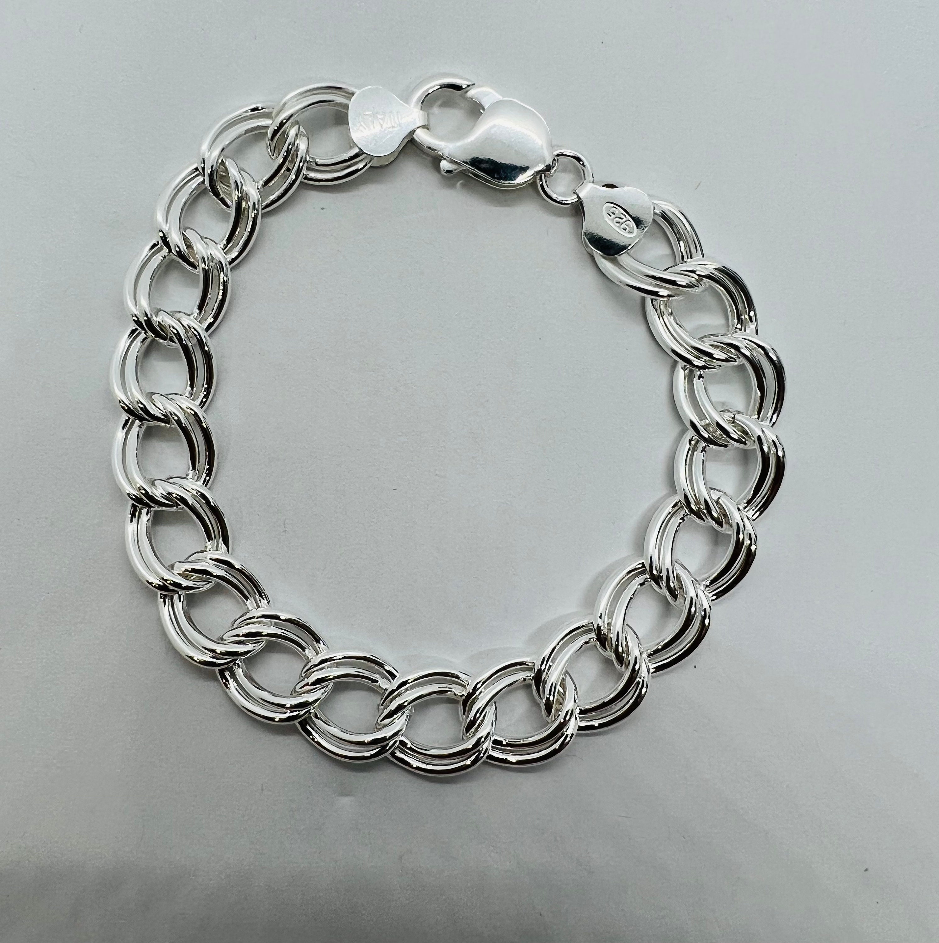 Sterling Silver Charm Bracelet, Double Curb Link (7 or 8 Inch) - Etsy