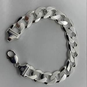 15mm 925 Sterling Silver thick Men&#39;s Cuban Curb Link Bracelet 8&quot; 9&quot;