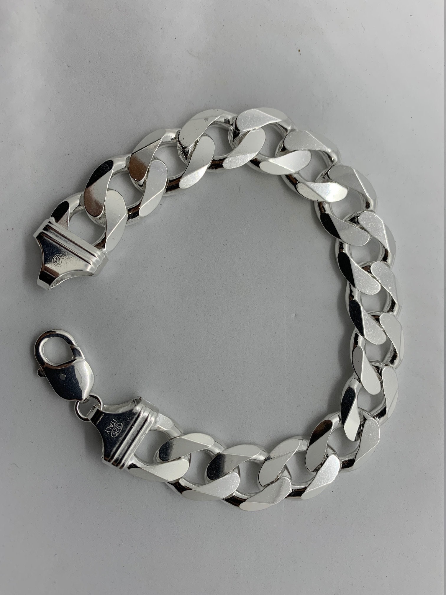 Pulsera de plata para hombre, pulsera de plata de ley 925 maciza para  hombre, pulsera de plata lisa para hombre, regalo para él, Plata de ley