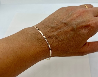 k*u様 10K Figaro Bracelet 19cm 2mm 10k Solid Gold 2mm Figaro Link Bracelet 7