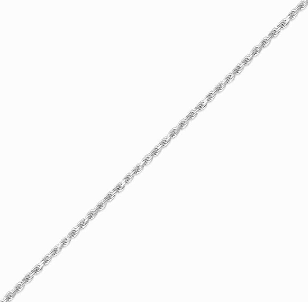 14K Solid Diamond Cut White Gold Rope Chain Necklace - Etsy