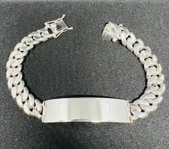 Vtg 925 Sterling Silver 41.5gr ID Bracelet 8” Made in Italy