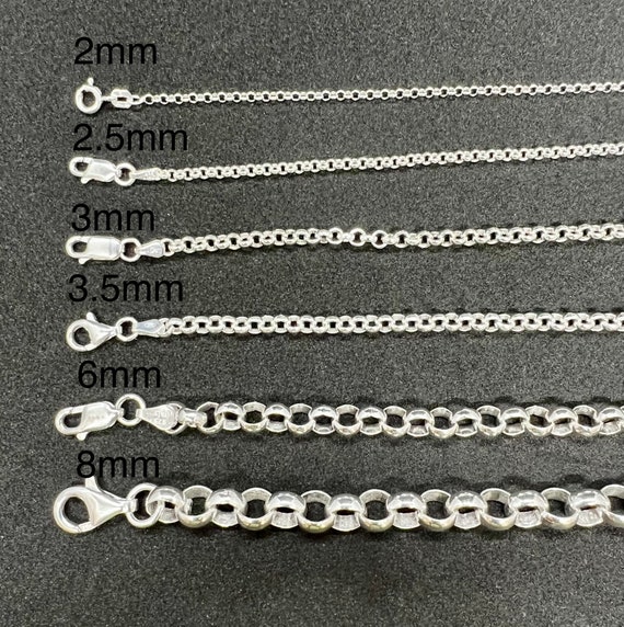 Authentic Italian .925 Sterling Silver 4mm Rolo Chain Necklace – Choose Your Length 16-30 Inches, Lobster Clasp