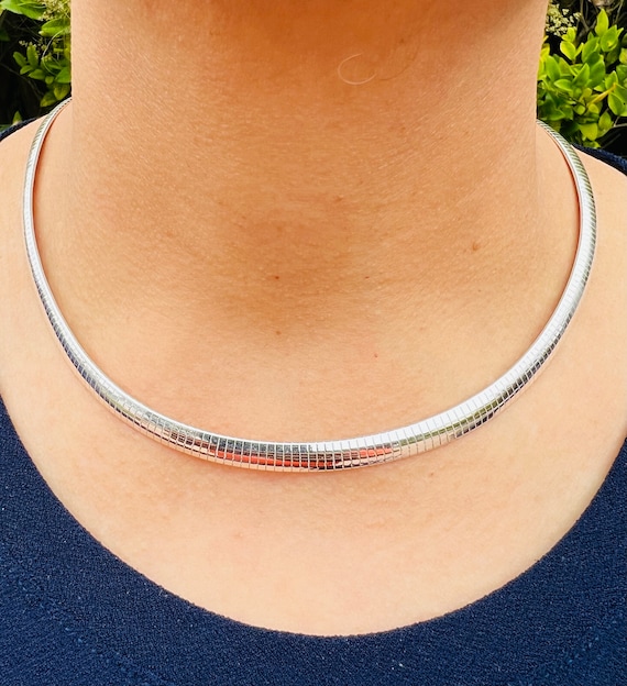 6mm 925 Sterling Silver Omega Necklace Domed 16 18 20 Fancy Necklace
