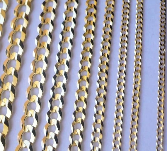 Cuban Link Chain 14K Solid Gold 2mm-9.5mm Men's Women's Necklace