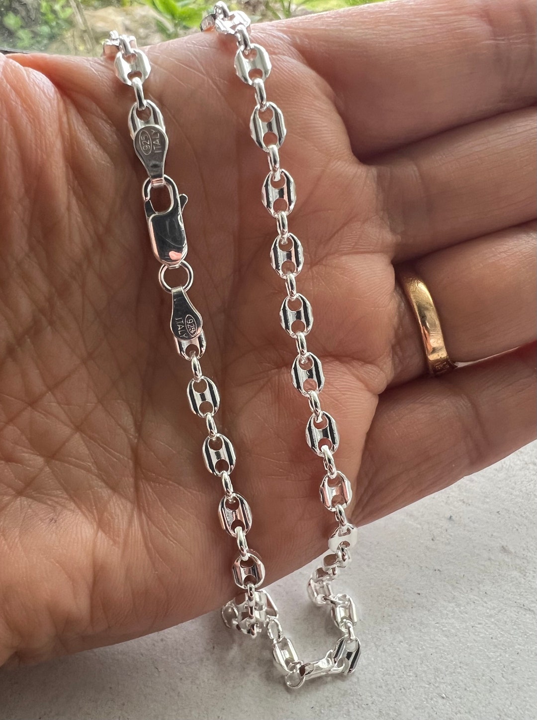 925 Sterling Silver Puffed Anchor Link Chain Women's Men's