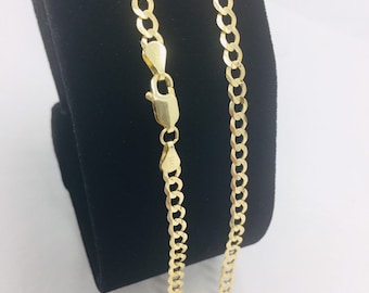 14k Solid Yellow Gold Cuban Curb Chain - Custom Lengths 4mm