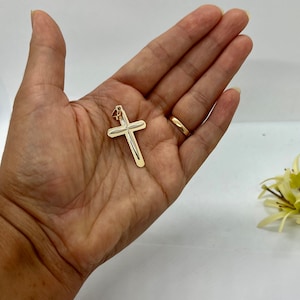 14k Solid Gold Cross Charm Women&#39;s Men&#39;s pendant