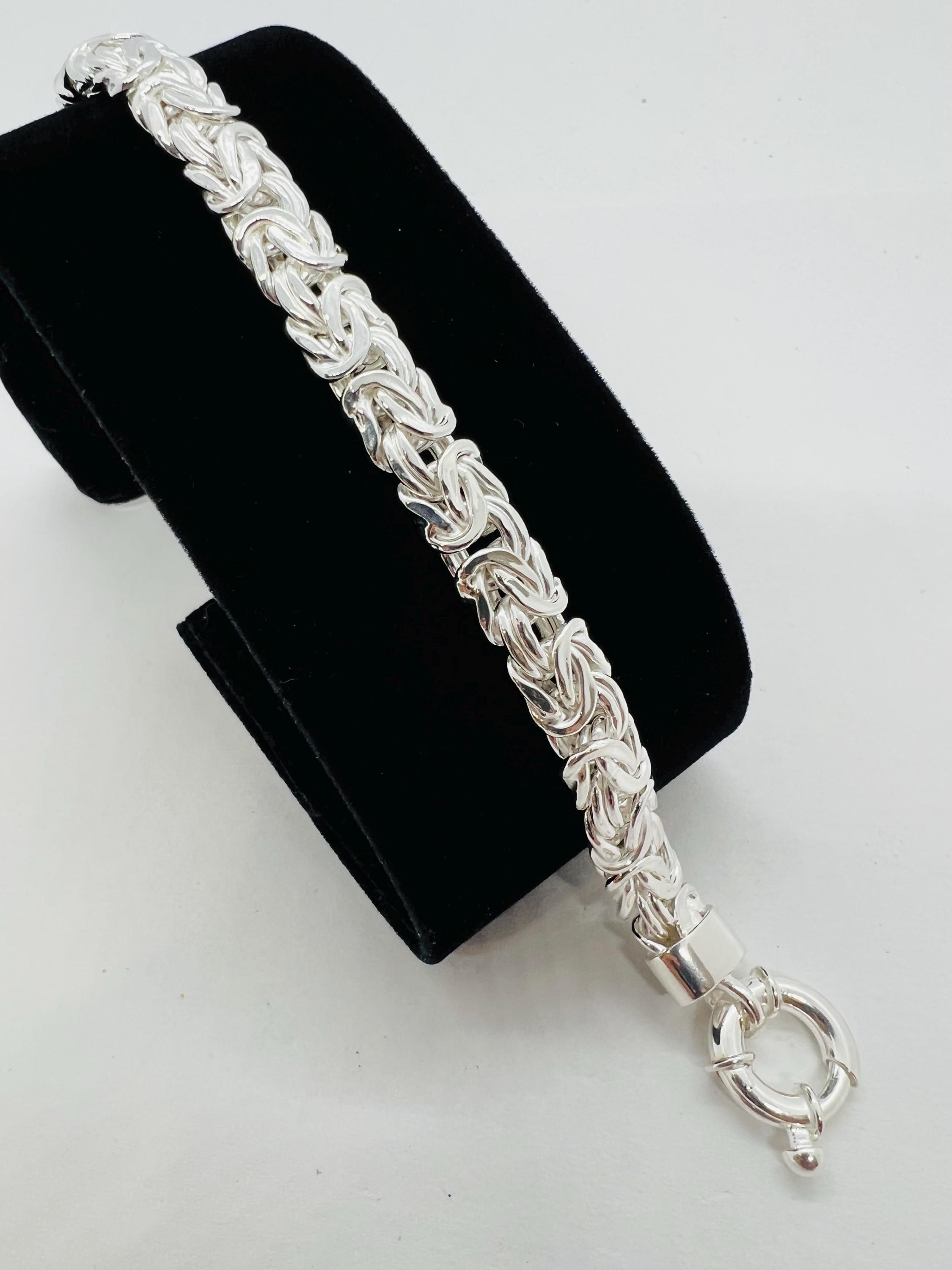 925 Sterling Silver 8mm Bali Byzantine Bracelet Men's Women's
