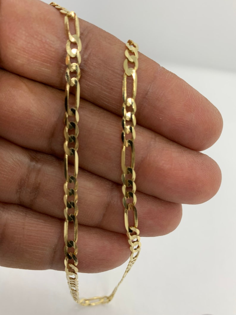 14K Solid Yellow Gold Figaro Link Chains Necklace Mens Women's 2mm-5.5mm 1630 CUSTOM LENGTHS OFFERED 4mm