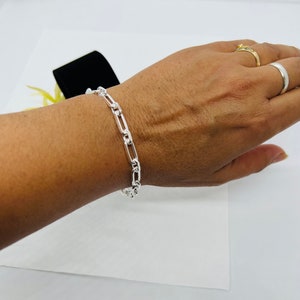 Women&#39;s Men&#39;s Bracelet 925 Sterling Silver 1+1 Cable link chain bracelet 5.5mm 7&quot; & 8&quot; Handmade links Bold Look Bracelet