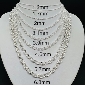 925 Sterling Silver Cable Link chain Women's Men's Necklace 16" - 30" Custom lengths offered Gift for holidays