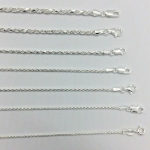 925 Sterling Silver rope chains men&#39;s women&#39;s 1mm-3mm 16&quot;-30&quot; CUSTOM LENGTHS OFFERED