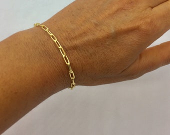 14k Gold Over Sterling Silver Paper Clip Link Bracelet