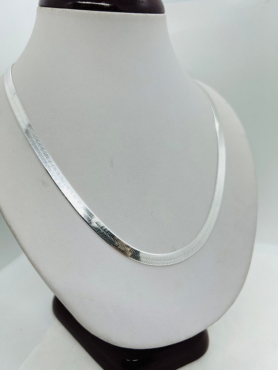 925 Sterling Silver Herringbone Chain Necklace 5mm Length 16
