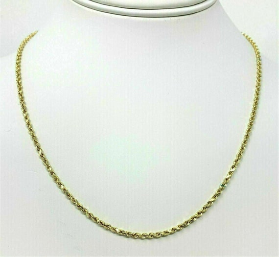 14K Solid Diamond Cut Yellow Gold Rope Chain Necklace Women s 1.5mm Size 1624 Etsy
