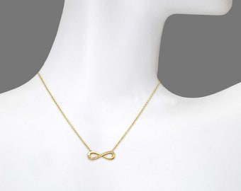 Infinity Necklace 14k Solid Gold Necklace Women's Charm 16" Minimalist necklace