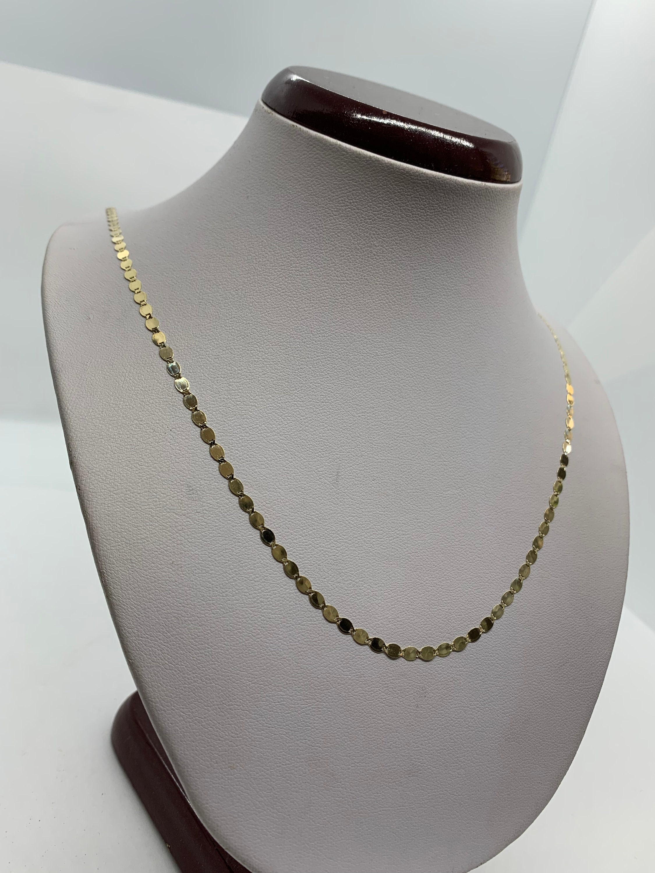 14k Solid Gold Women's Chain Mirror link necklace flat Etsy