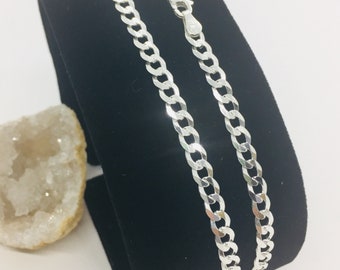 Sterling Silver Cuban Link Anklet, 4mm Women's Ankle Bracelet