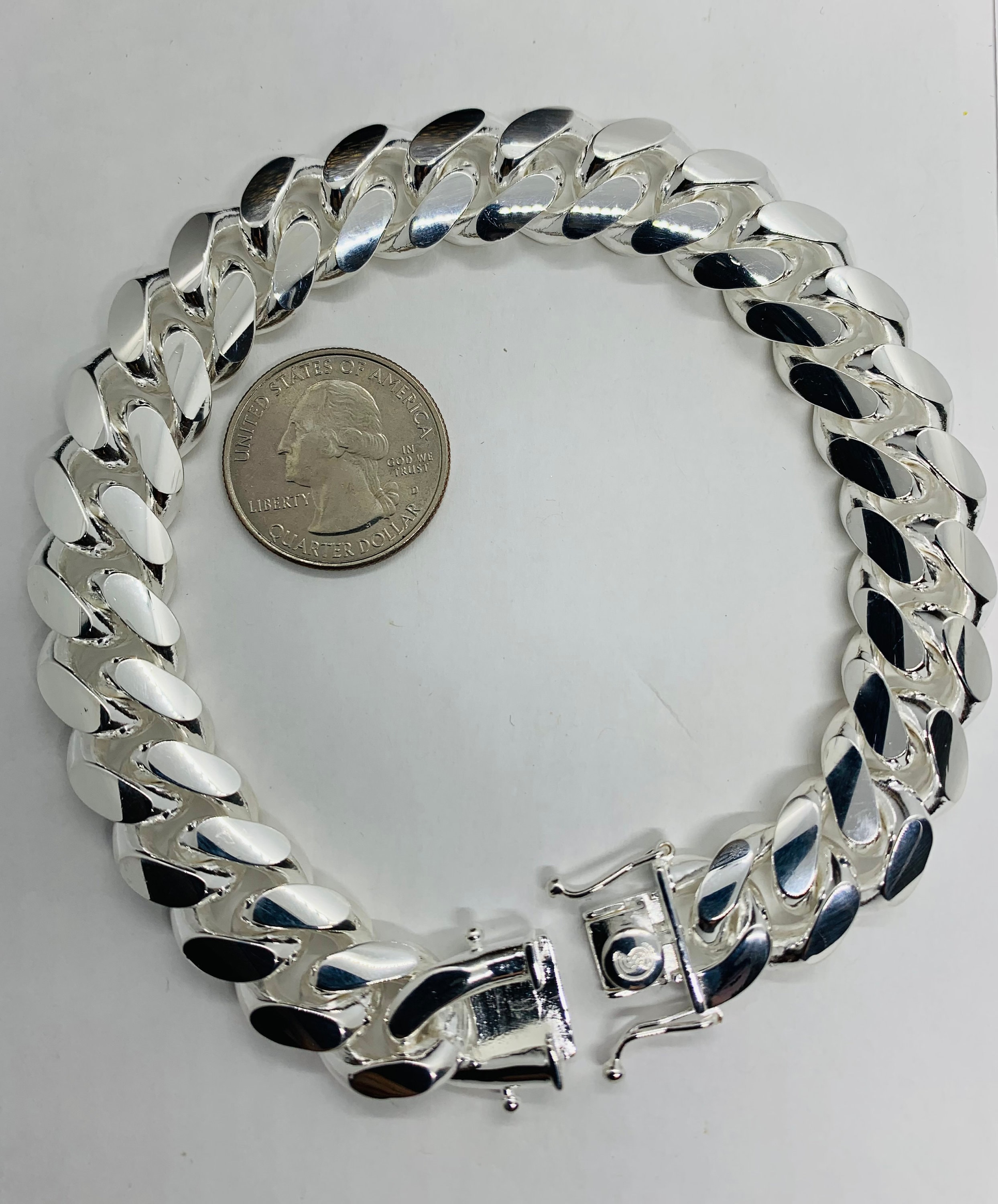 Sterling Silver Miami Cuban Link Bracelet, Heavy Solid Chain (9-10
