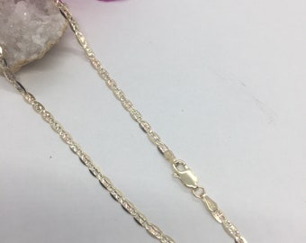 10K Tricolor Gold Valentino Chain Necklace, 2.75mm 16-24 inch