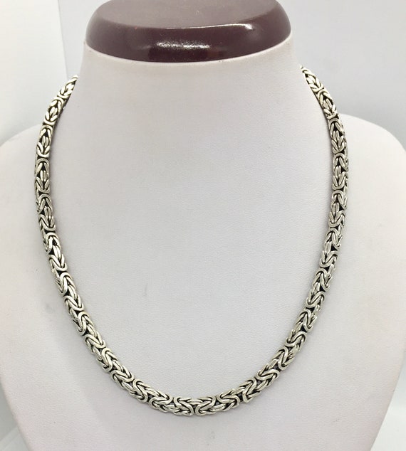 Solid 925 Sterling Silver Mens Heavy Square Iron Chain Clasp Necklace