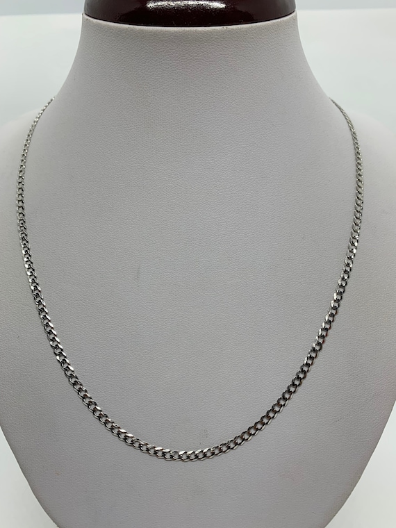 10K Solid White Gold 3mm Cuban Link Chain, Men's/Women's