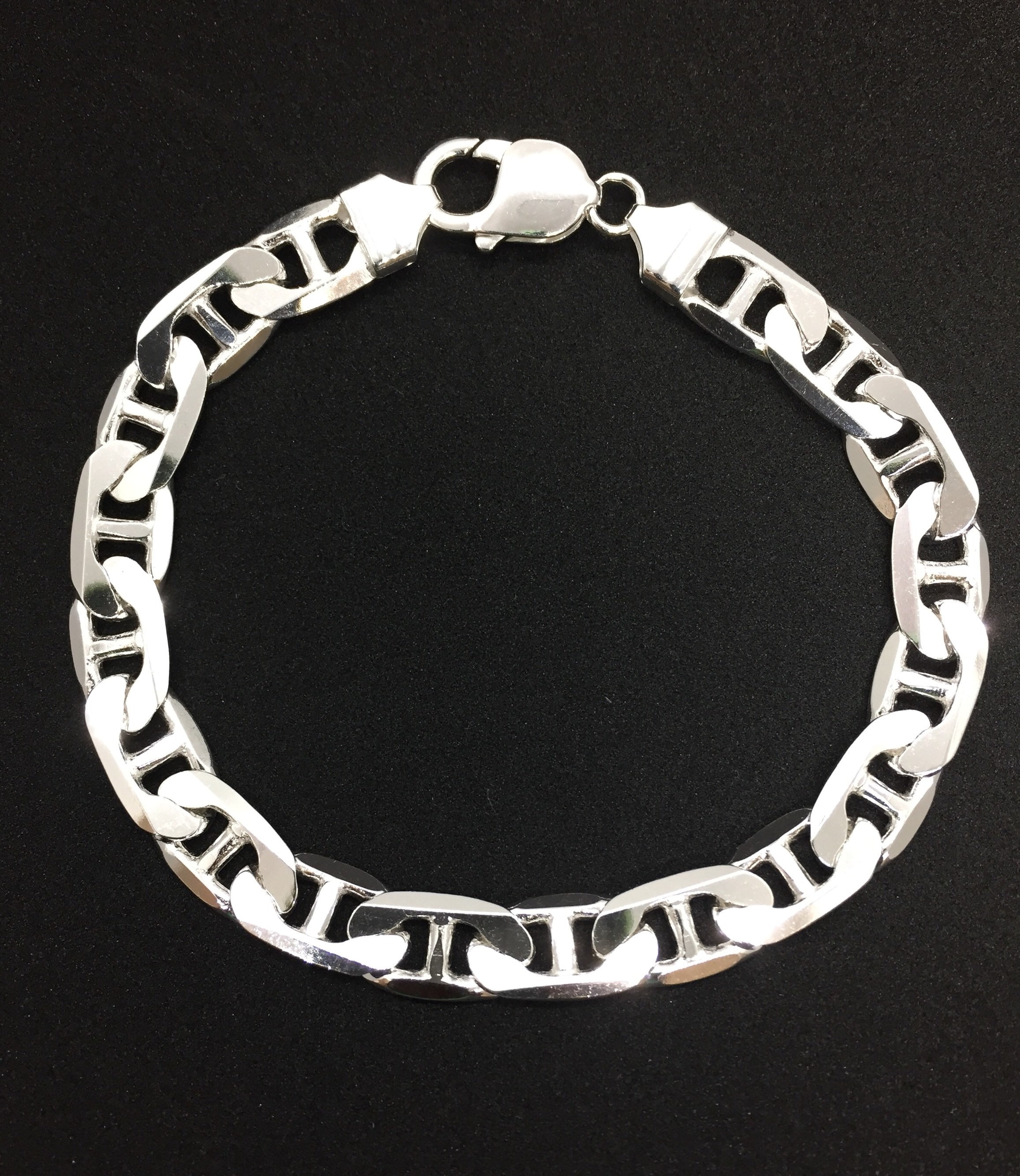 Men's Sterling Silver Bracelet Mariner Link Bracelet 10mm Anchor