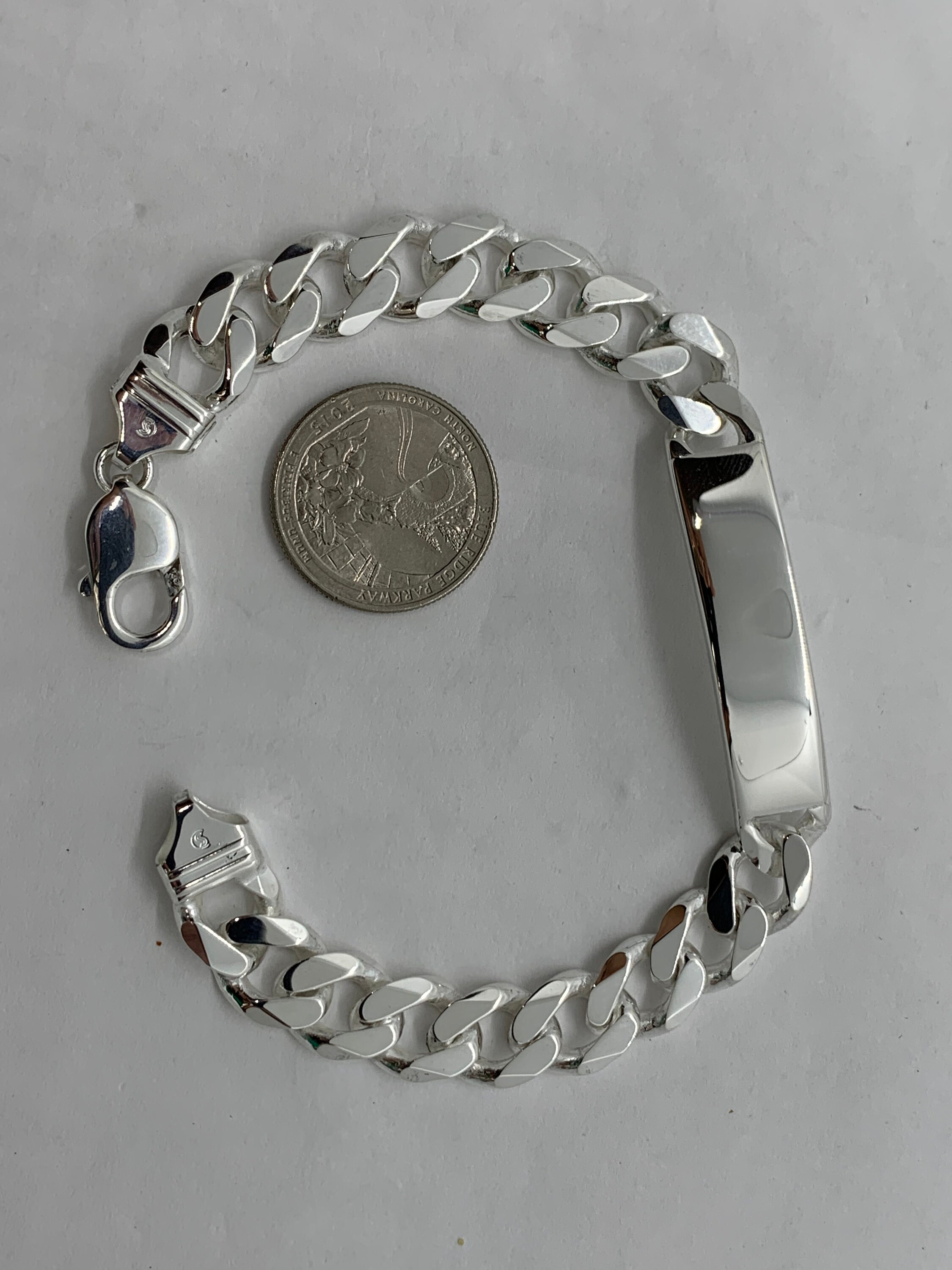 11mm 925 Sterling Silver Men's Cuban Link ID Bracelet 8 9 Free