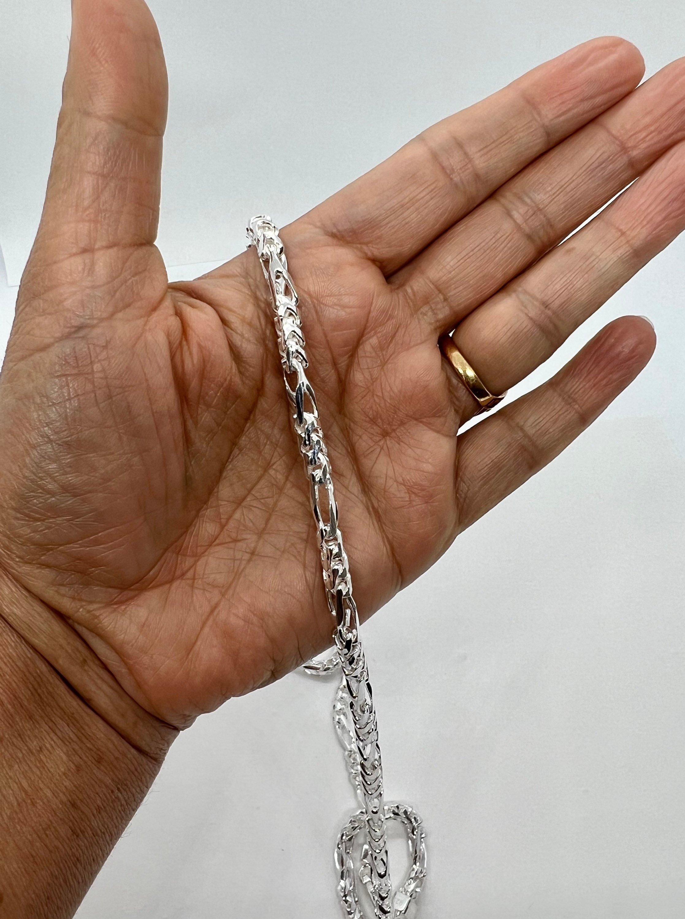 2PCS 925Sterling Solid Silver Jewelry 6MM Chain Bracelet For Women Men H245  | eBay