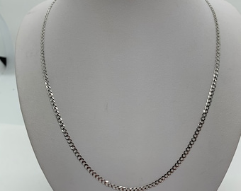10K Solid White Gold 2mm Cuban Curb Chain Necklace, 16-26 Inch