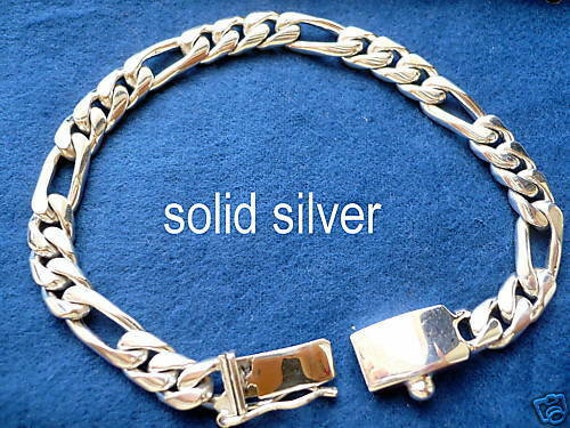 9mm 925 Sterling Silver Men's Handmade Miami Figaro Link Bracelet