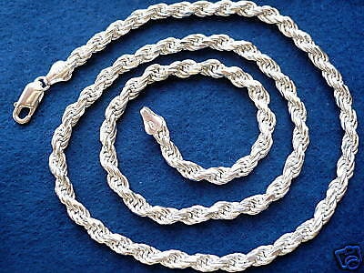 3mm 925 Sterling Silver Italian Rope Chain Necklace made in italy