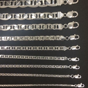 925 sterling silver anchor link chains Mariner link Necklaces men&#39;s women&#39;s link chain 2mm-13.5mm CUSTOM LENGTHS OFFERED