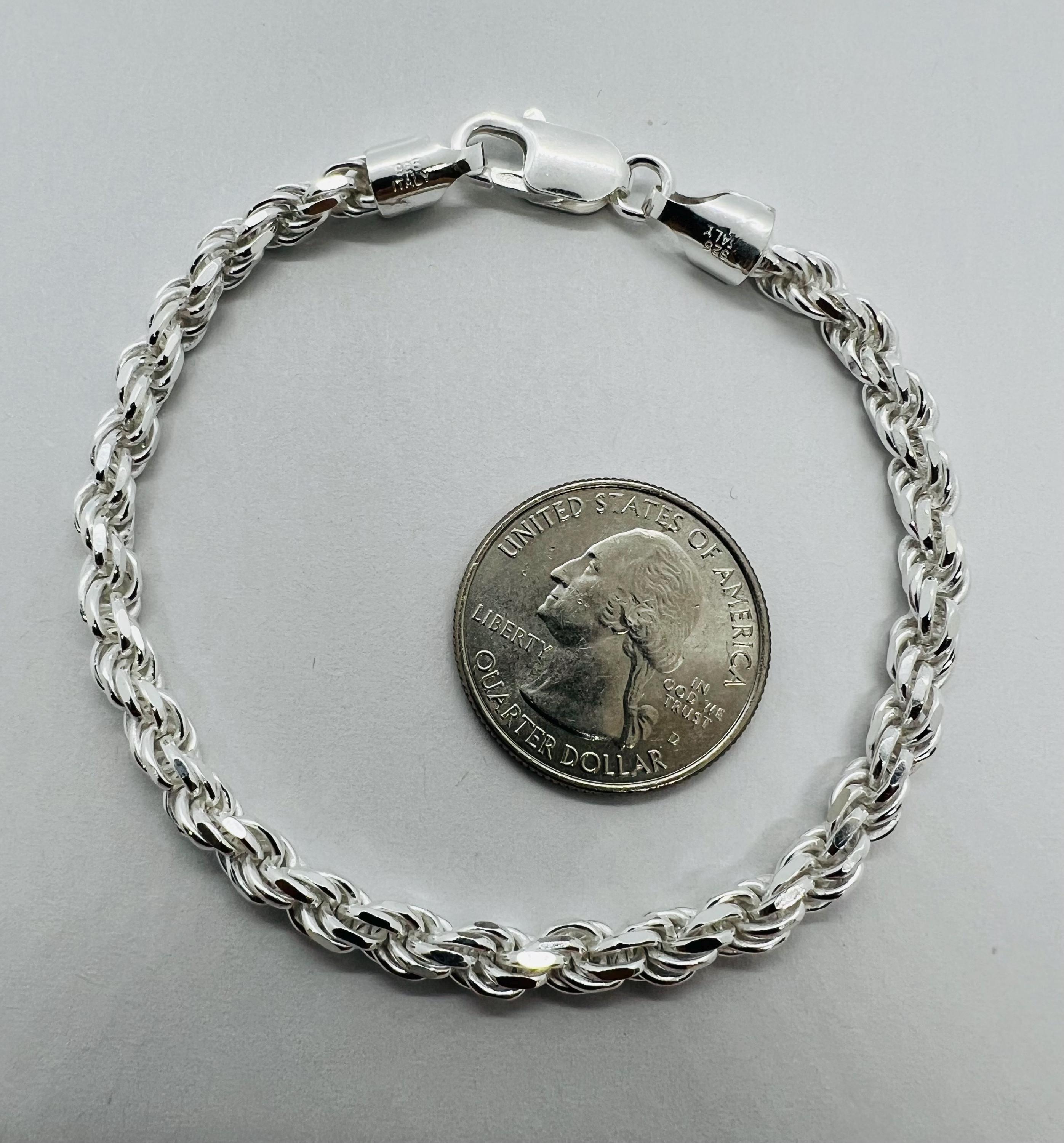 Handmade 5mm Sterling Silver Rope Bracelet, Solid 925 - Etsy