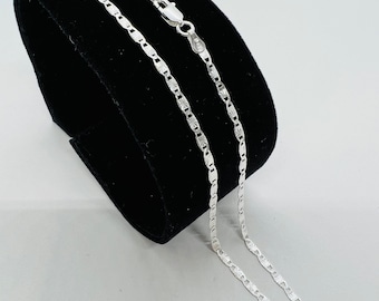 925 Sterling Silver Valentino Chain Necklace, Diamond Cut Mirror Link