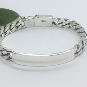 Men&#39;s Bracelet 11mm 925 sterling silver men&#39;s handmade miami cuban link ID bracelet 8&quot; 8.5&quot; 9&quot; FREE ENGRAVING