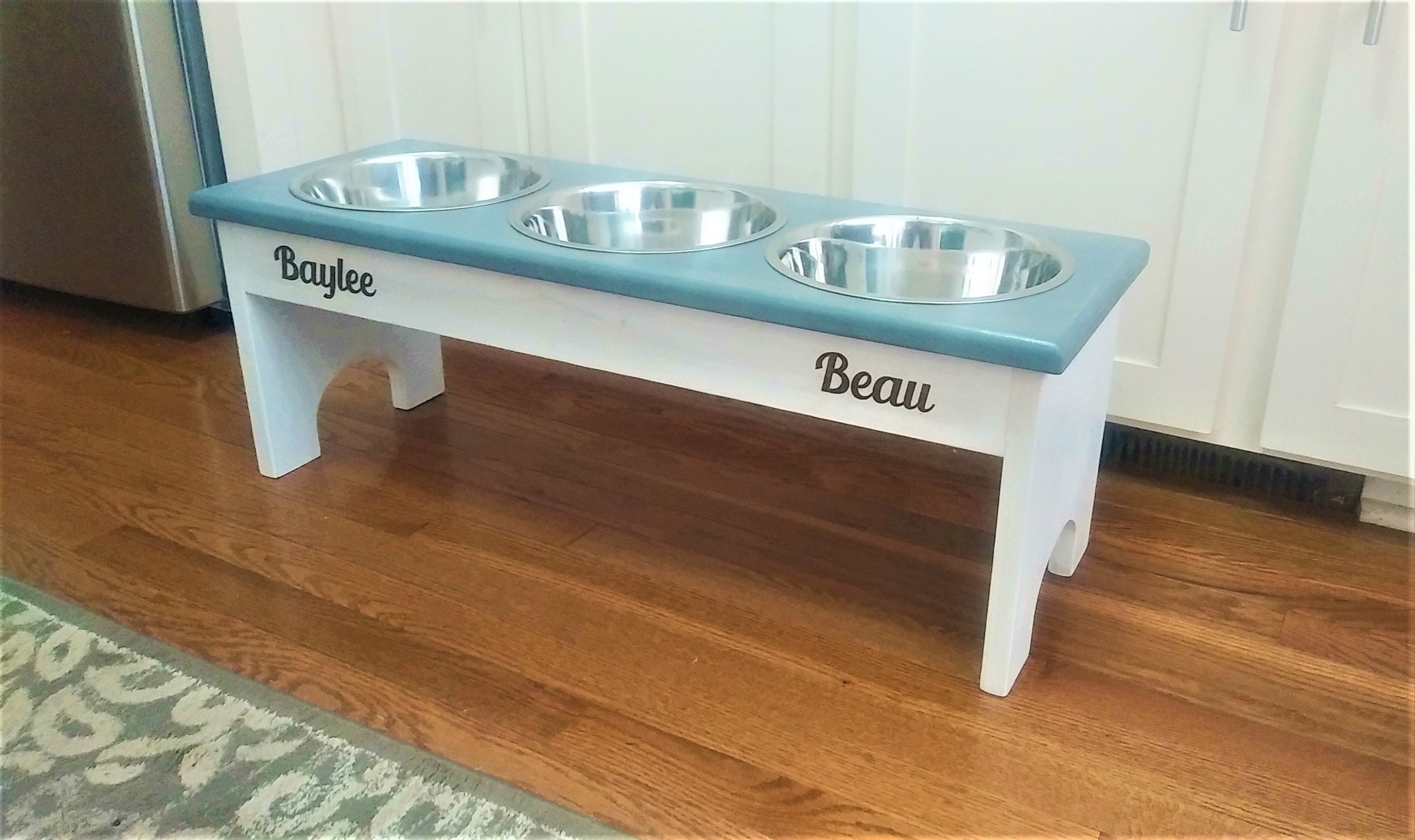 Large 3 Bowl Dog Feeder Personalized Dog Feeder Raised Pet Etsy