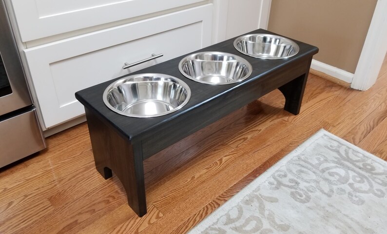 Large 3 Bowl Dog Feeder Personalized Dog Feeder Raised Pet Etsy