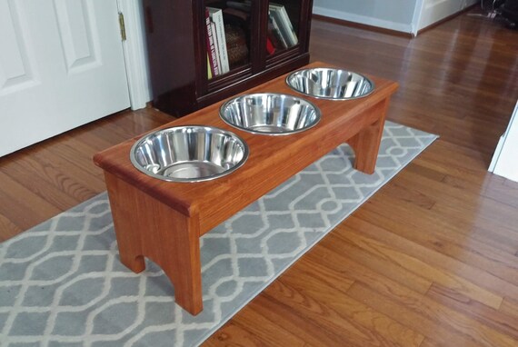 Large 3 Bowl Dog Feeder Personalized Dog Feeder Raised Pet Etsy
