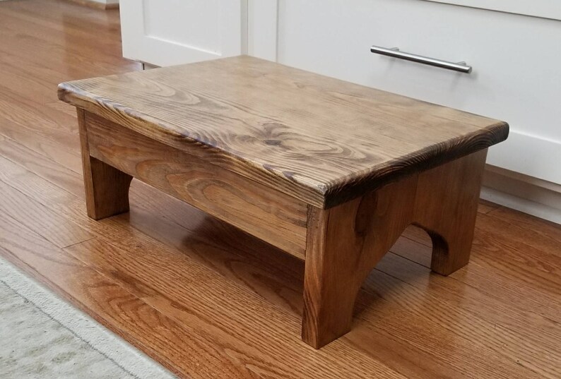 Rustic Wooden Stool Kitchen Stool 20x14x8 Very Sturdy The Surrey Bed Stool Bath Stool Spa Steps Large Wood Step Stool Foot Stool