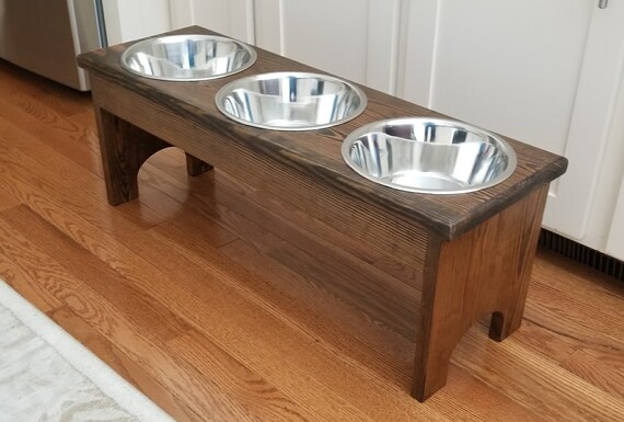 Large 3 Bowl Dog Feeder Personalized Dog Feeder Raised Pet Etsy