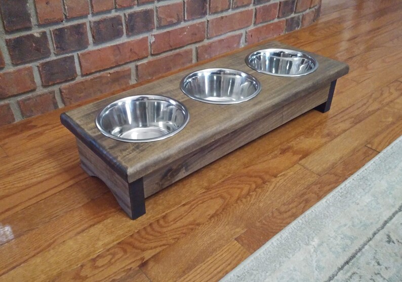 Small 3 Bowl Dog Feeder Personalized Dog Feeder Raised Pet Etsy