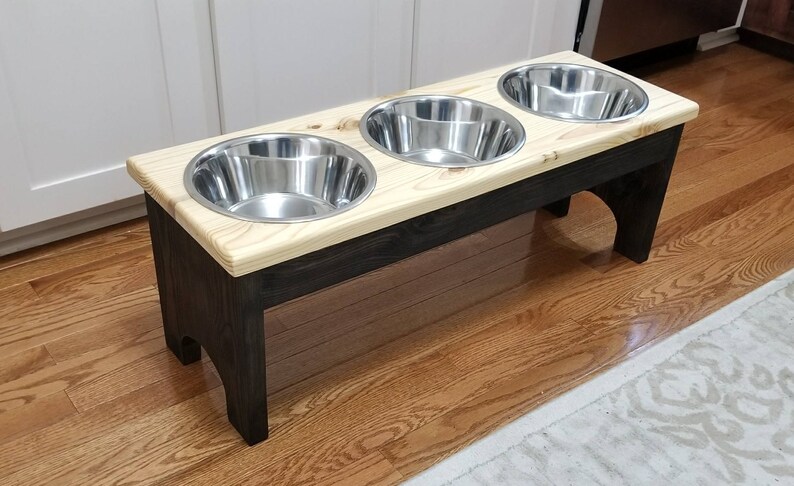 Medium 3 Bowl Dog Feeder Personalized Dog Feeder Raised Pet Etsy