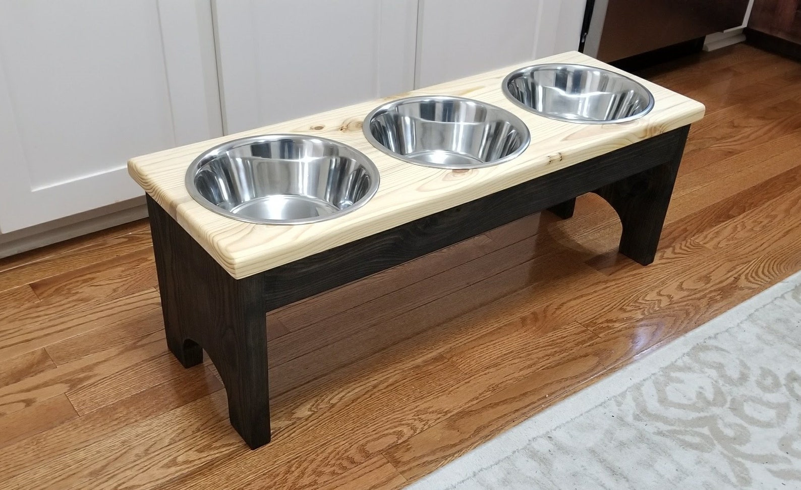 Large 3 Bowl Dog Feeder Personalized Dog Feeder Raised Pet Etsy