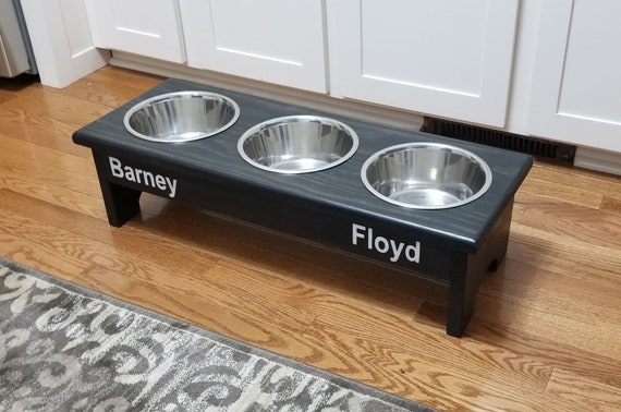 Medium 3 Bowl Dog Feeder Personalized Dog Feeder Raised Pet Etsy